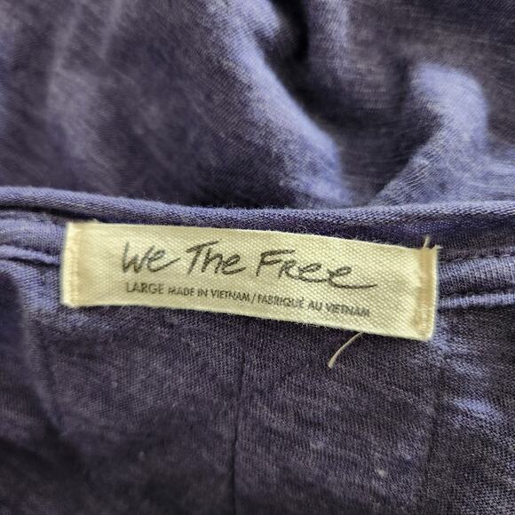 We The Free People Shirt Sz Large Womens Blue Aria Trapeze Oversized Tunic Tee - Picture 11 of 13